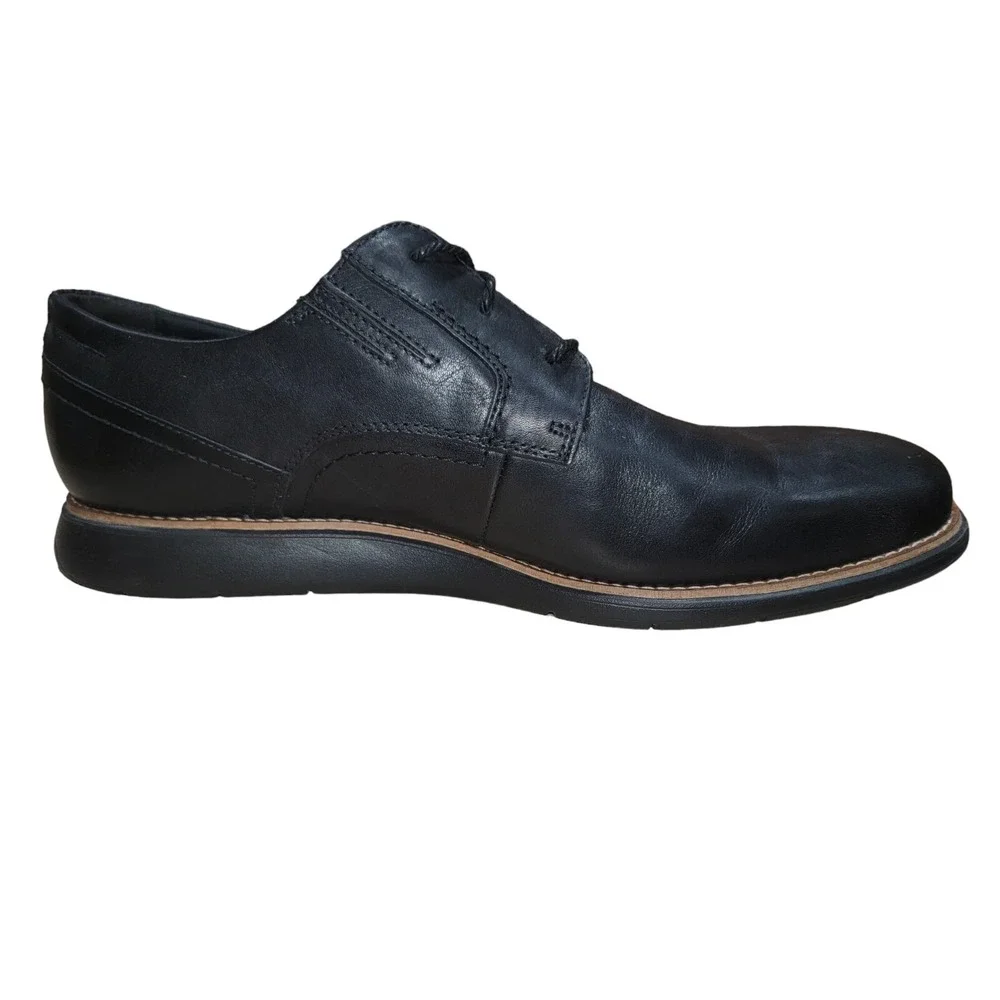 Rockport Total Motion Mens Black Leather Plain Toe Derby Dress Shoes‎ Size 11 M
